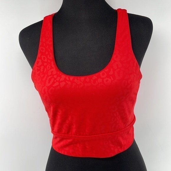 BUFFBUNNY Rosa sports bra crop top animal print gym workout criss cross back xs - Picture 7 of 12